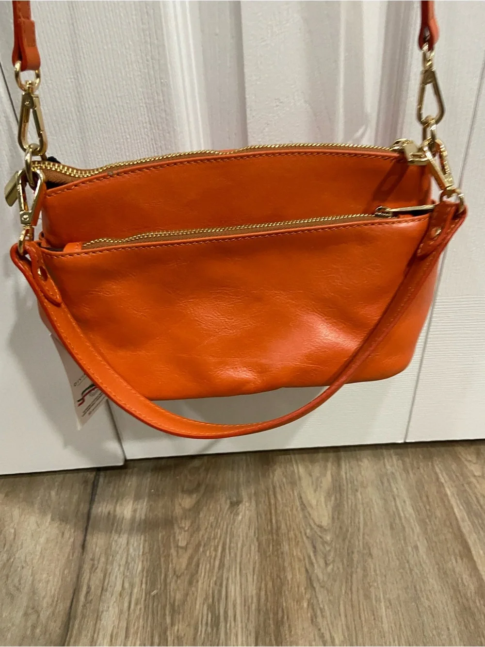 Divina Firenze Women's Orange Leather Crossbody Bag - NWT Made In Italy